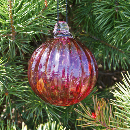 Cranberry Red Crystal Glass Optic Three Inch Ornament Ball