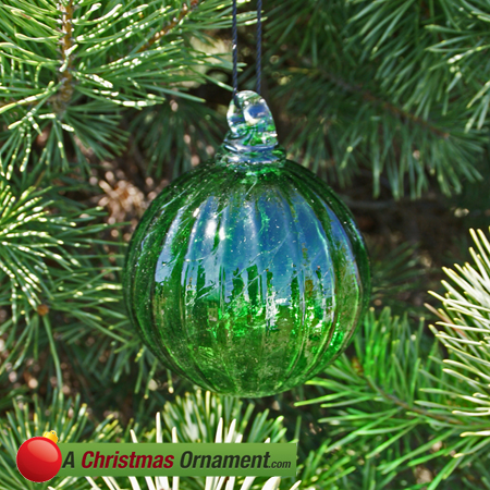Lime Green Crystal Glass Optic Three Inch Ornament Ball