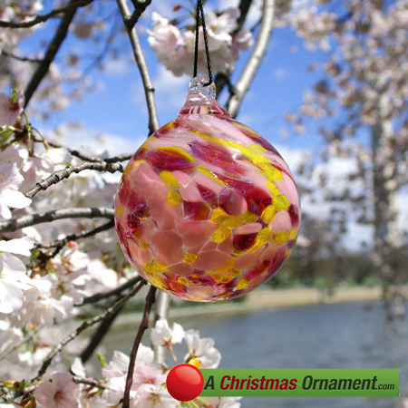 Cherry Blossom Crystal Glass Ornament Ball